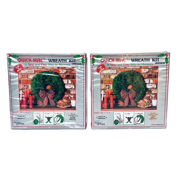 Maxwell International Other - 2 Vintage Better Homes Maxwell Quick-Mac Green Christmas Wreath Kit - White, Red